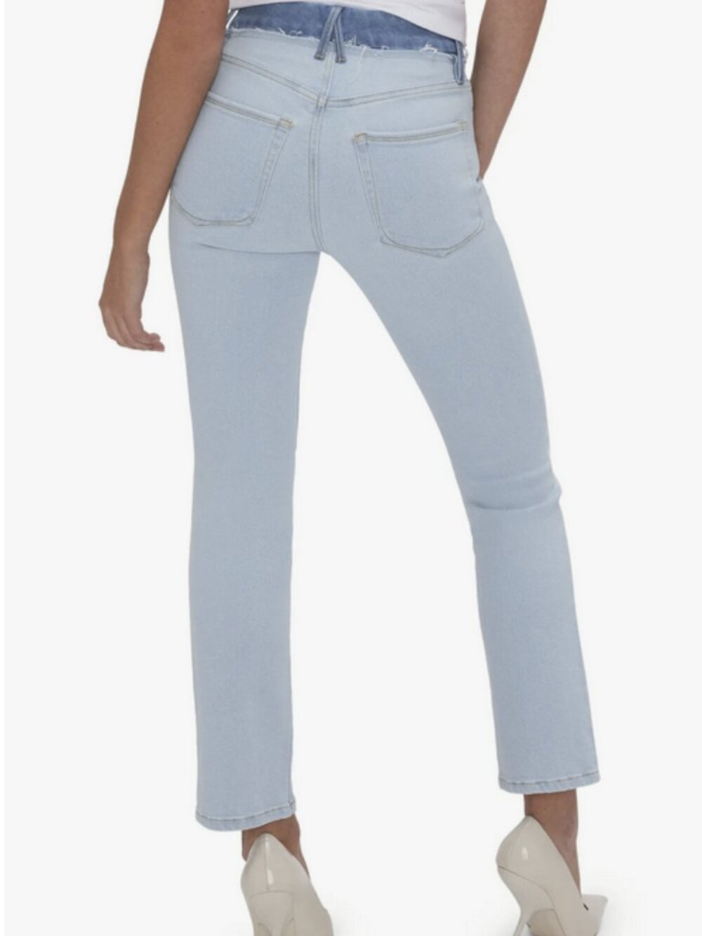 Good American Good Legs Two-Tone High Waist Ankle Straight Leg Jeans - Picture 2 of 5